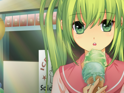 девочка, аниме, мороженое