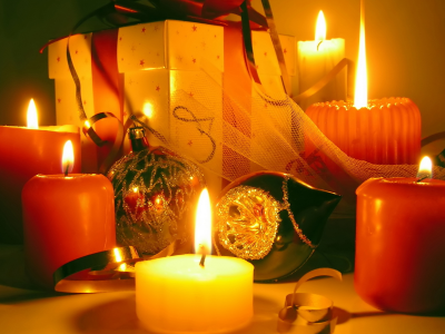 подарок, новогодние, ленточка, огонь, праздник. праздники, свеча, новый год, колокольчик, бантик, шары, свечи