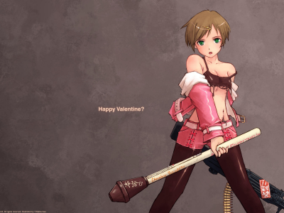 святой валентин, кавай, оружие, девочка