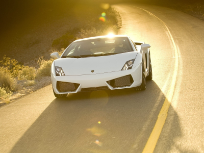 lamborghini gallardo, освещение, white, блик, car, дорога