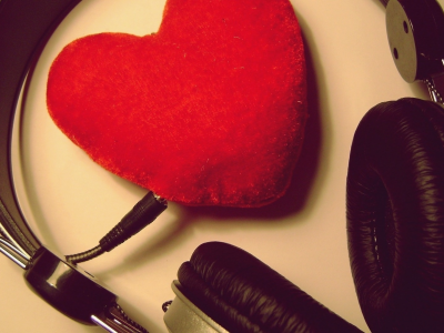 музыка, сердце, наушники