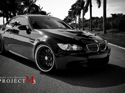 black, bmw m3, пальмы, белая, черно