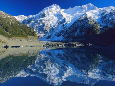 новая зеландия, озеро, отражение, природа, горы