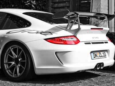 white, wallpapers auto, стоянка, вид с зади, wallpapers, парковка, cars, auto, porshe gt3 rs