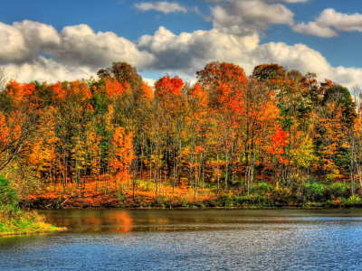 река, hdr, краски, осень, природа