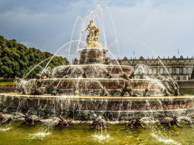 фонтан, город, bayern - latonabrunnen chiemse, бавария