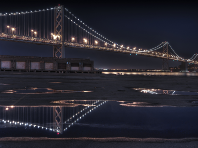 the bay bridge, ночь, отражение