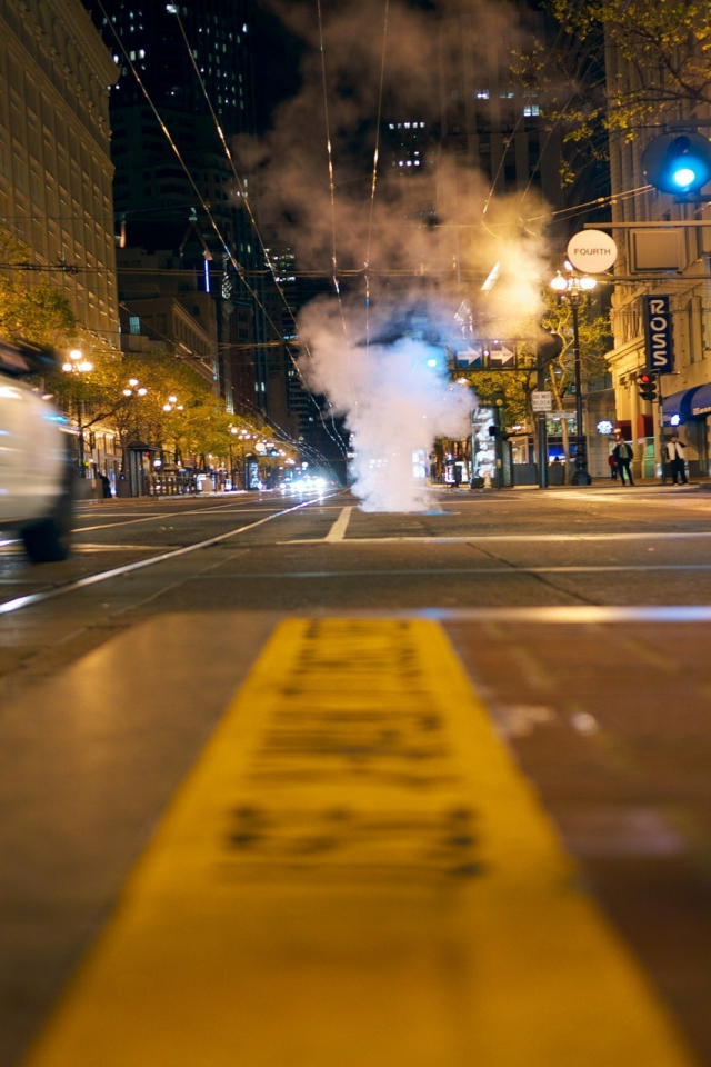 market street, ночь, san francisco, california, usa, калифорния