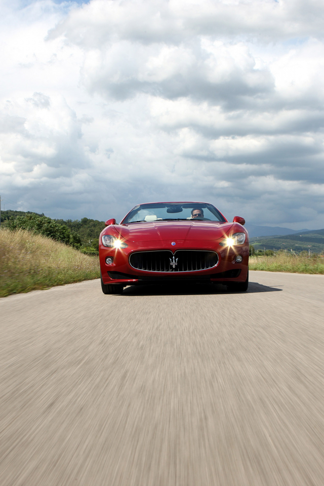 clouds, дорога, скорость, машина, 3000x2000, car, трава, road, speed, grass, sky, облака, maserati grancabrio sport 2012, небо