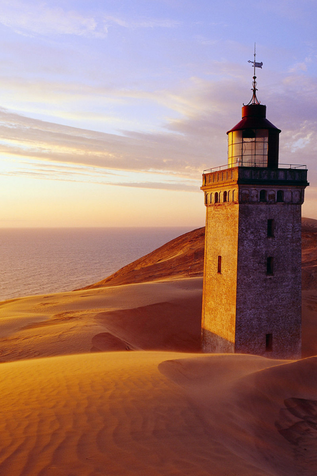 море, башня, песок, rubjerg knude, маяк