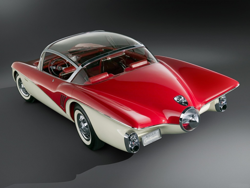красный, centurion, 1956, сзади, concept, цвет, buick, car, вид, раритет