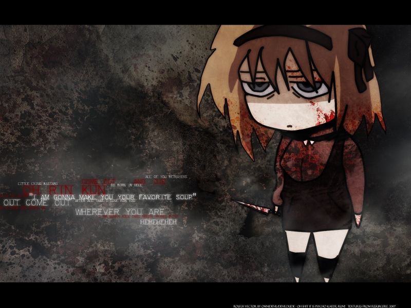 кровь, аниме, взгляд, нож, унылая девочка