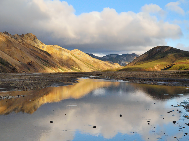 горы, исландия, озеро