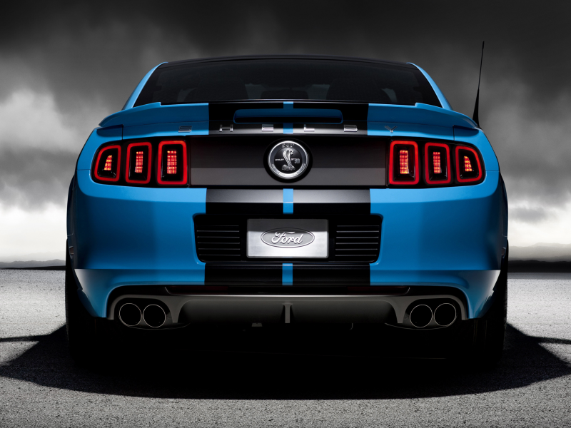 gt500, шелби, blue, задняя часть, ford, синий, мустанг, shelby, спортивные полосы, форд, mustang