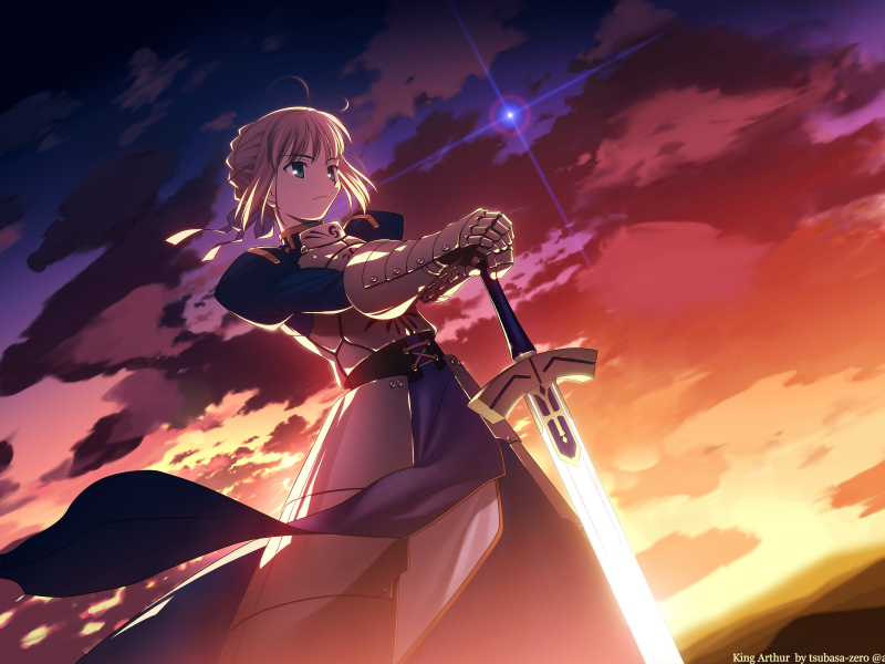 небо, fate-stay night, saber