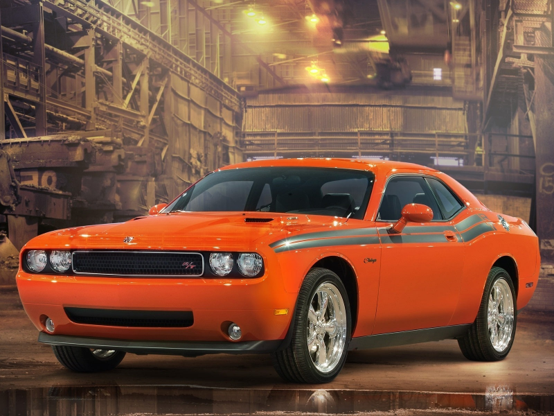 dodge, challenger, car, orange