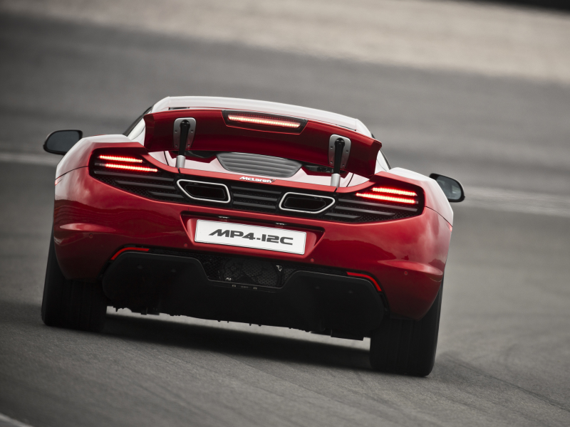 mclaren, red, mp4-12c, задняя часть