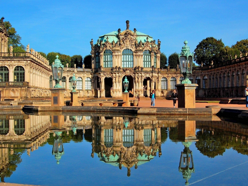 купол, вода, дрезден, небо, дворец цвингер, germany, дворец, лепнина, германия, фонари, palace