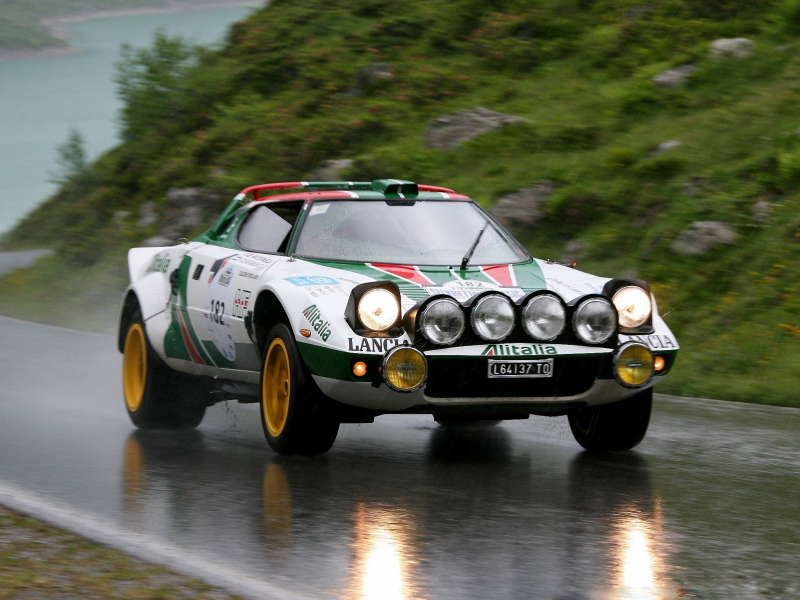 car, дождь, легенда автоспорта, lancia, rally, stratos, дорога