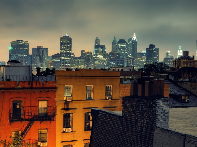 нью-йорк, new york city, ночь, огни, usa, night, brooklyn heights, nyc