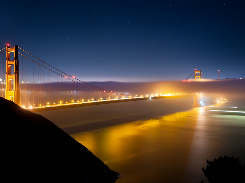калифорния, san francisco, ночь, night, огни, california, pacific ocean, сан-франциско, usa, golden gate bridge