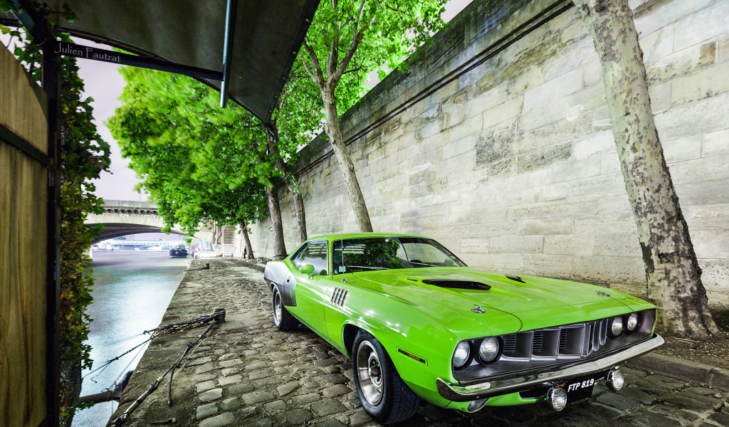 usa, green, car, plymouth, barracuda, muscle, 1971