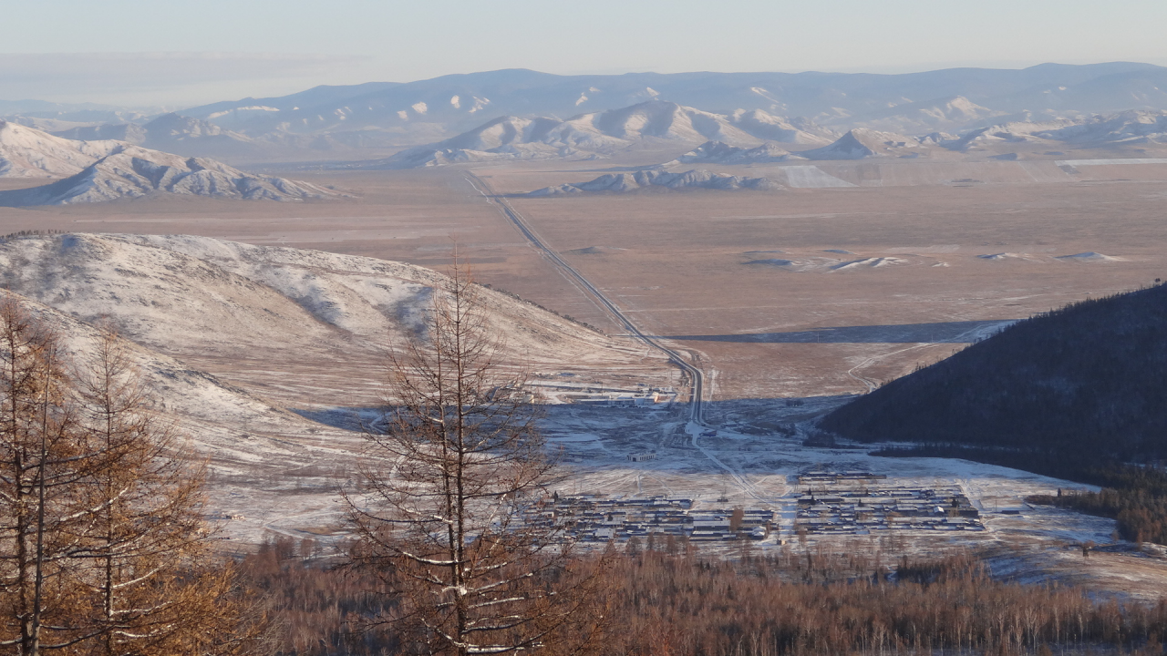 панорама, тува, шивилиг, вид, сопки, дорога, зима