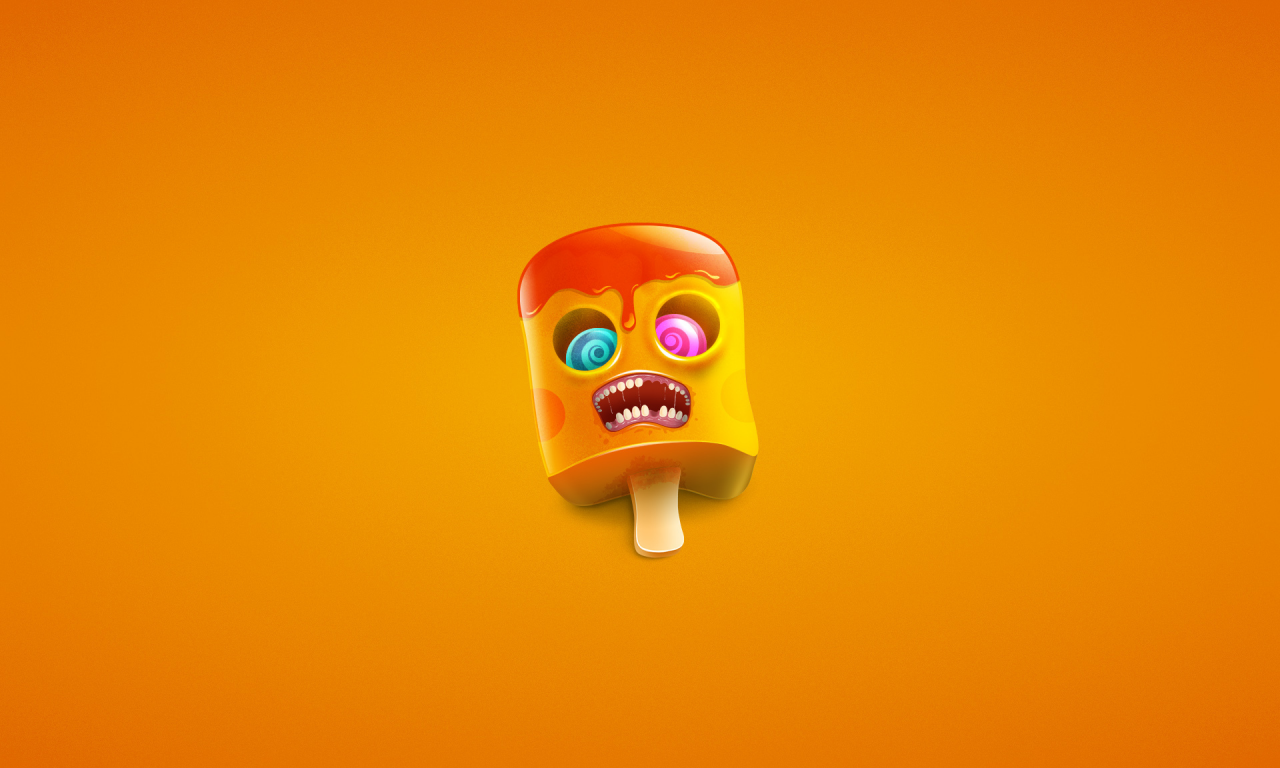 оранжевый, zombie, рот, зомби, ice cream, палочка, мороженое