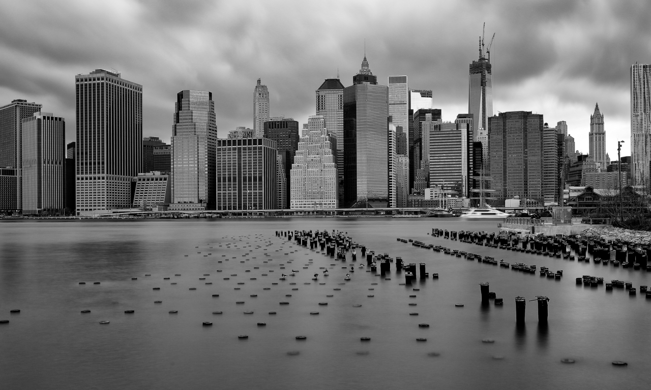 downtown, небоскребы, черно-белое фото, usa, new york, океан