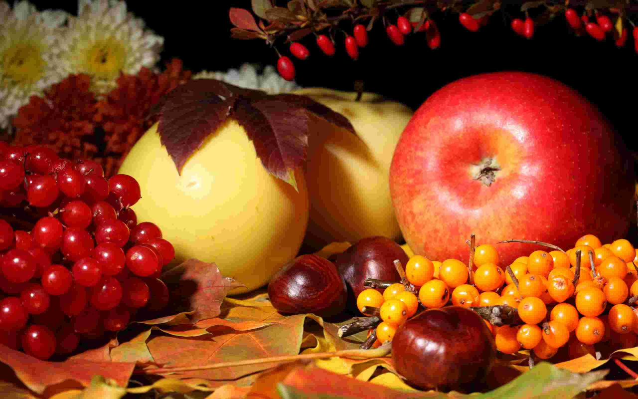 яблоки, каштаны, осень