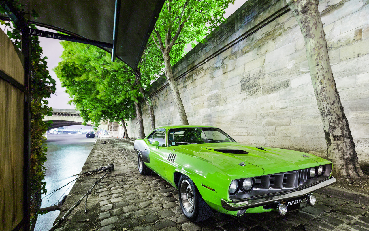 usa, green, car, plymouth, barracuda, muscle, 1971