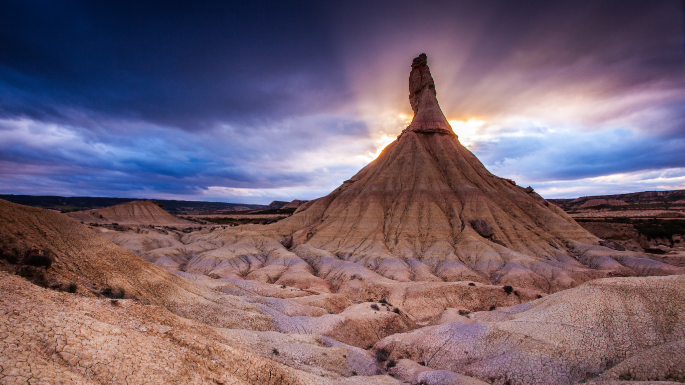 гора, the bardenas reales national park, закат, природа, northern spain