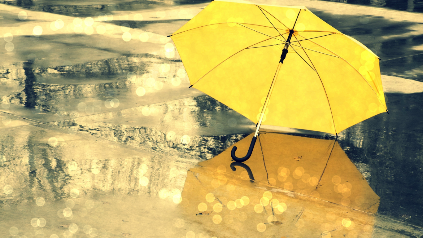 вода, зонт, желтый, разное, зонтик, мокро, капли, дождь