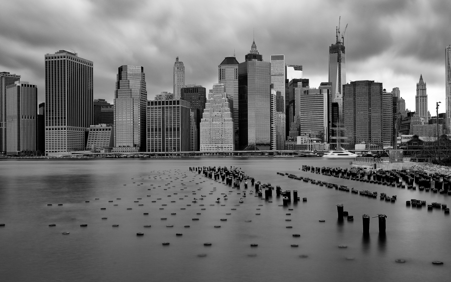 downtown, небоскребы, черно-белое фото, usa, new york, океан