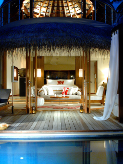 house, спальня, диван, бунгало, maldiwes, домик, pool, кровать