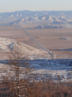 панорама, тува, шивилиг, вид, сопки, дорога, зима