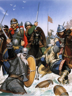 копья, викинги, бой, ix век, англосаксы, арт, мечи, щиты