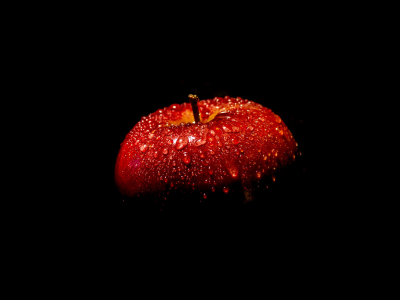  красное, яблоко, чёрный фон