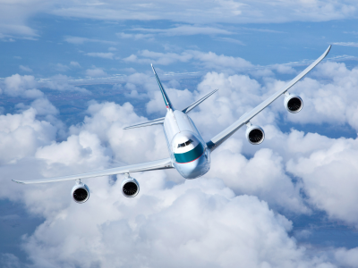 грузовой, boeing 747, летит, небо, в воздухе, полет, cathay pacific