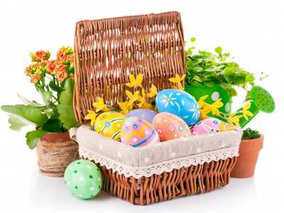 пасхальный, яйца, цветы, праздник
