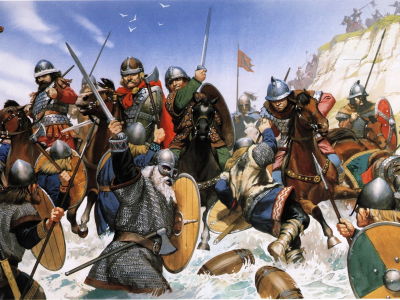 копья, викинги, бой, ix век, англосаксы, арт, мечи, щиты