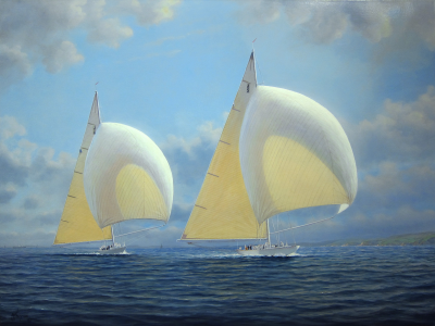ветер, tim thompson, море, парусники, картина, rainbow and ranger