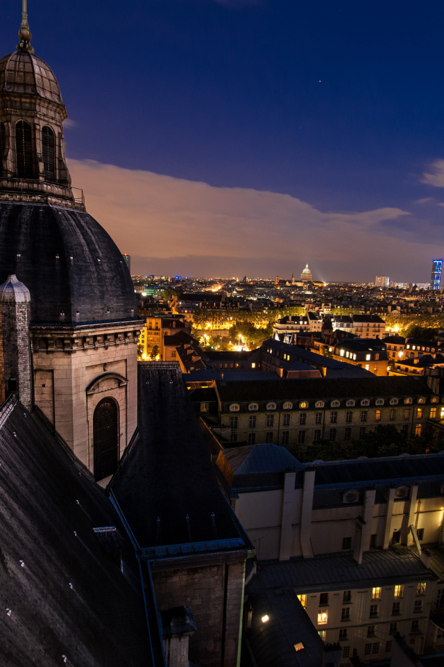 france, paris, крыши, город, франция, париж, ночь, архитектура