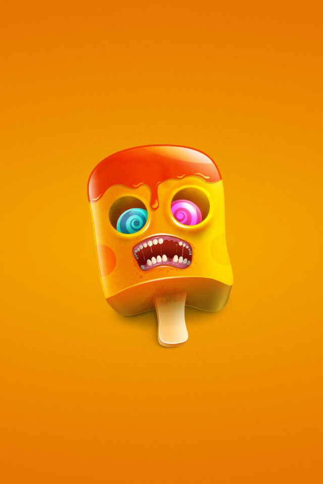 оранжевый, zombie, рот, зомби, ice cream, палочка, мороженое