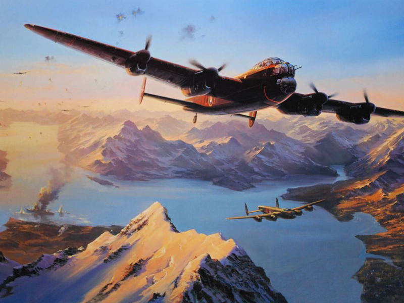world war ii, lancaster, горы, sinking of the tirpitz, 1944, бомбордировщики