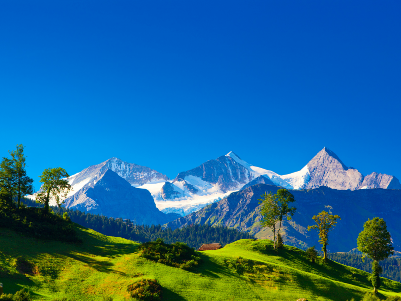 холмы, alpen, зелень, switzerland, alpes, горы, швейцария, альпы