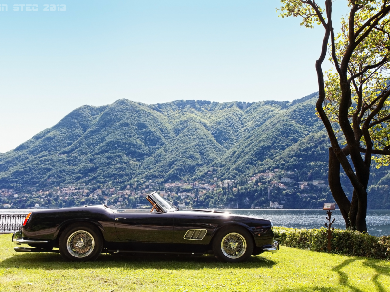 классика, 1961, дерево, лужайка, ретро, california, ferrari 250 gt swb