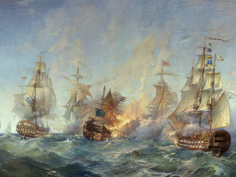 флот, сражение, корабли, парусники