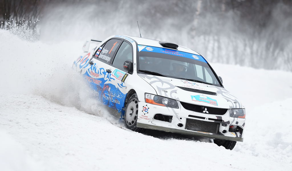 мицубиси, evolution, машина, зима, mitsubishi, занос, снег, rally, car