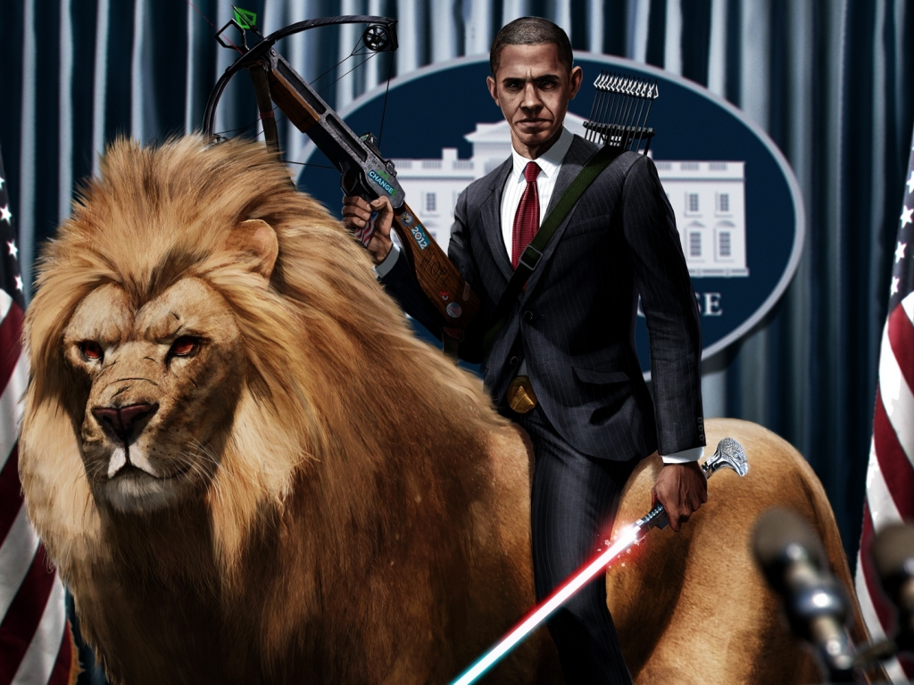 lion, lightsaber, crossbow, obama, president